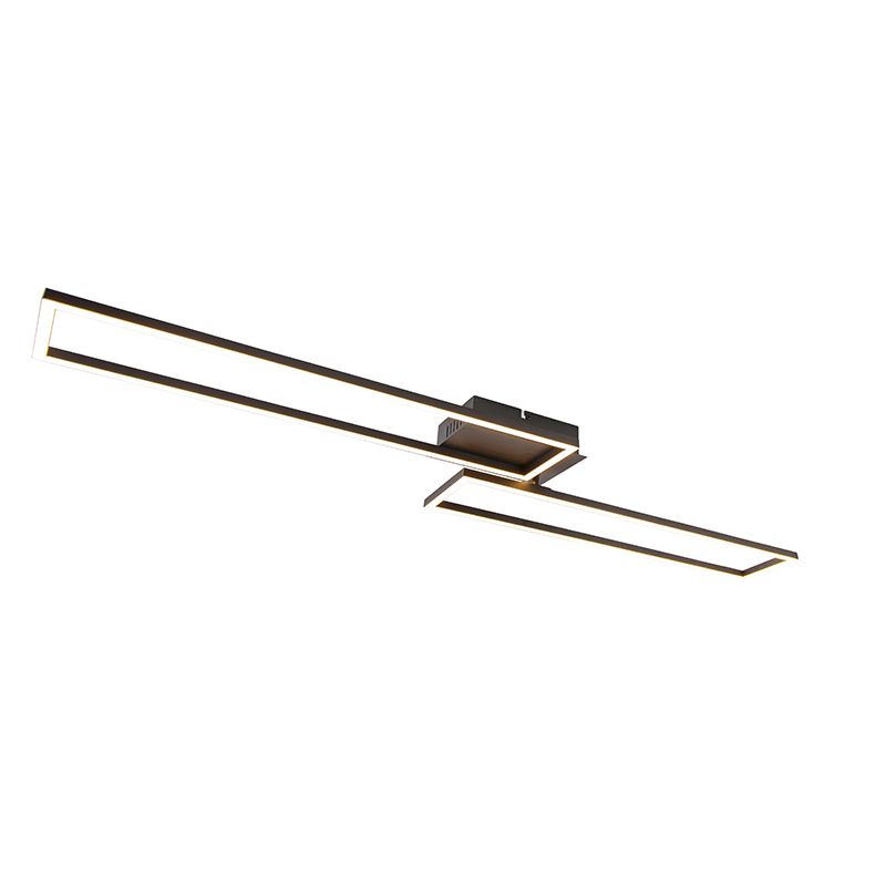 QAZQA Plafondlamp langwerpig 3-staps dimbaar - Plazas Novo - Zwart