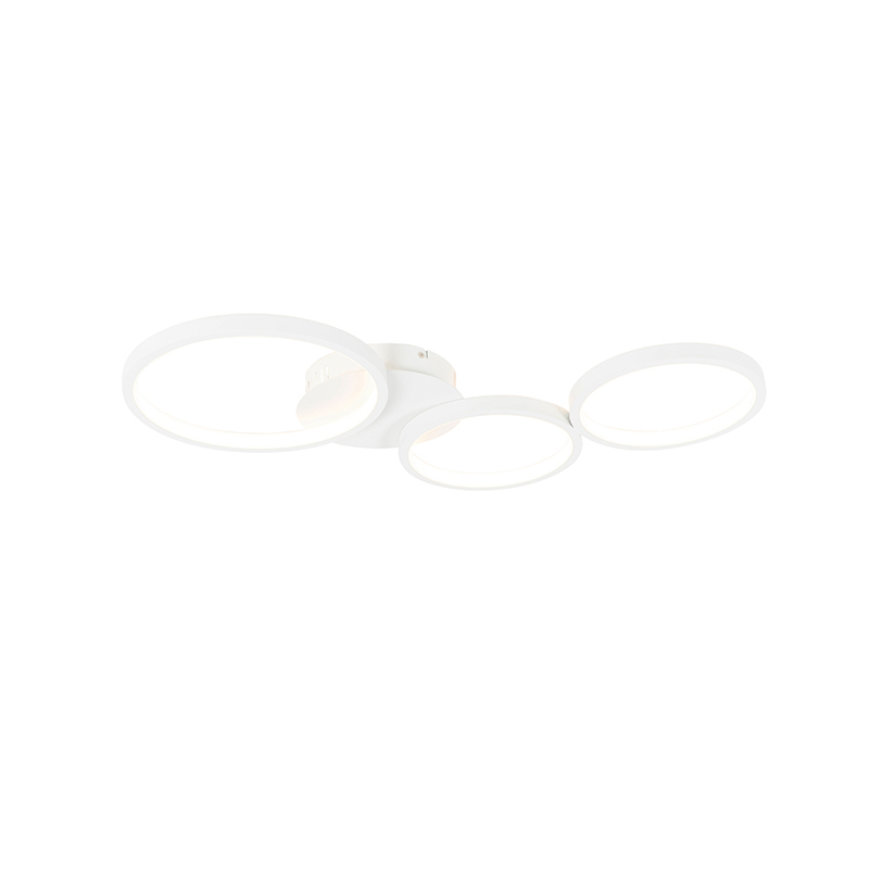 QAZQA Design plafondlamp wit incl. LED 3-staps dimbaar 3-lichts - Pande