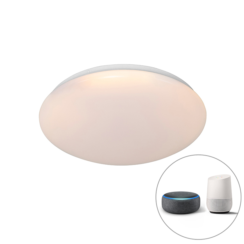 QAZQA Smart moderne plafondlamp wit 38 cm incl. LED en RGB - Iene