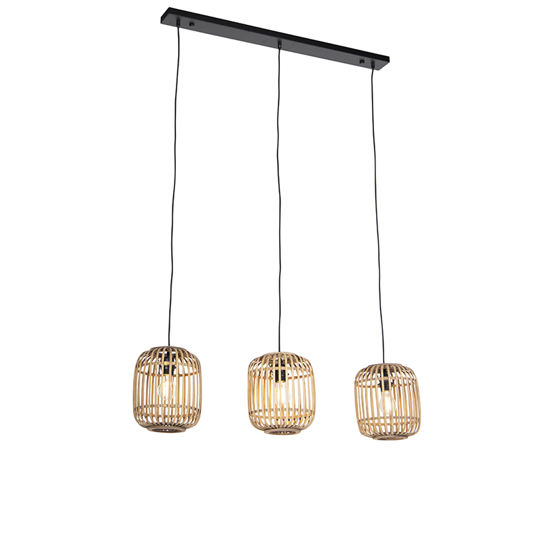 QAZQA Landelijke hanglamp rotan 3-lichts - Manila - Beige
