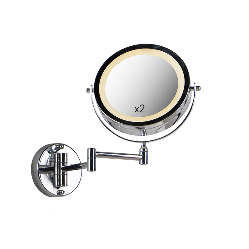 QAZQA Design wandspiegel chroom incl. LED dim to warm verstelbaar IP44 - Vicino