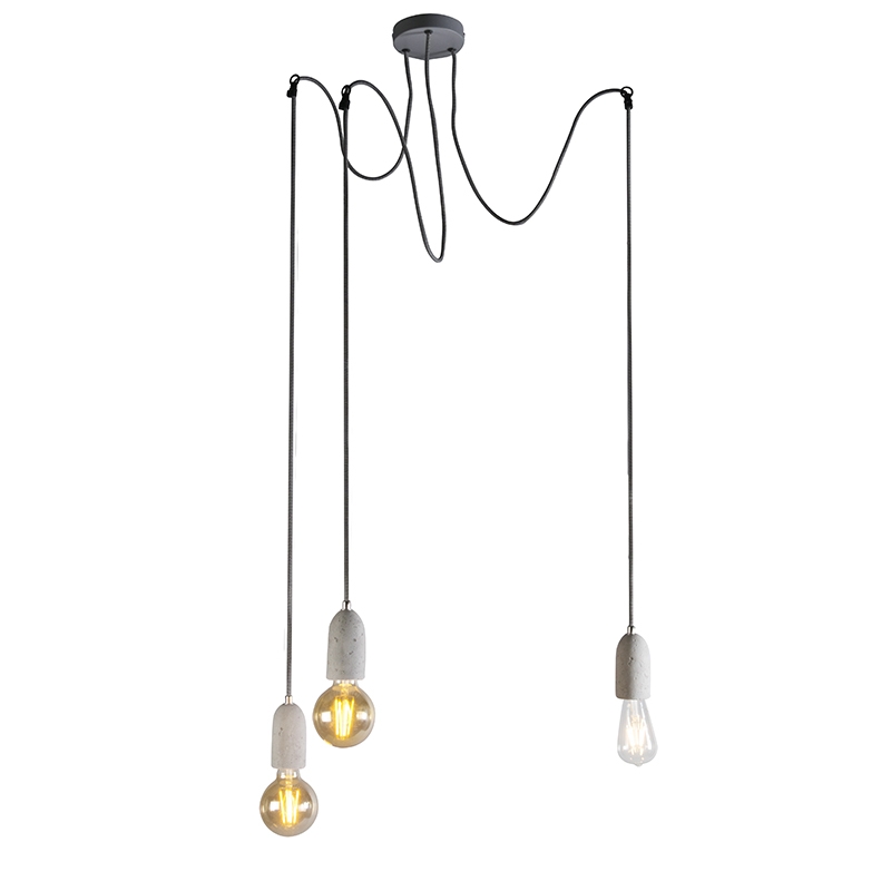 QAZQA Industriële hanglamp beton - Cava 3 - Grijs