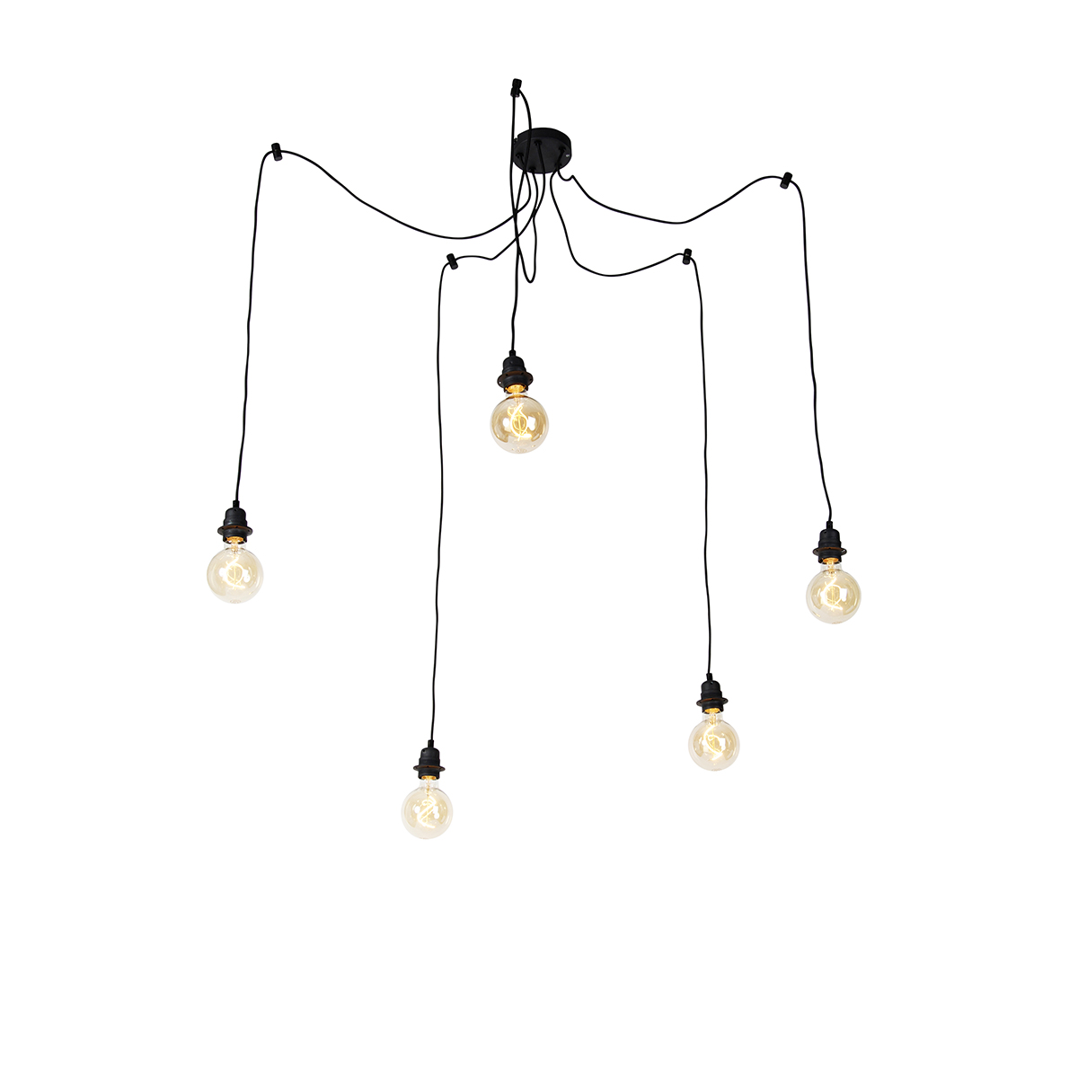 QAZQA Industriële hanglamp 5-lichts - Cava - Zwart