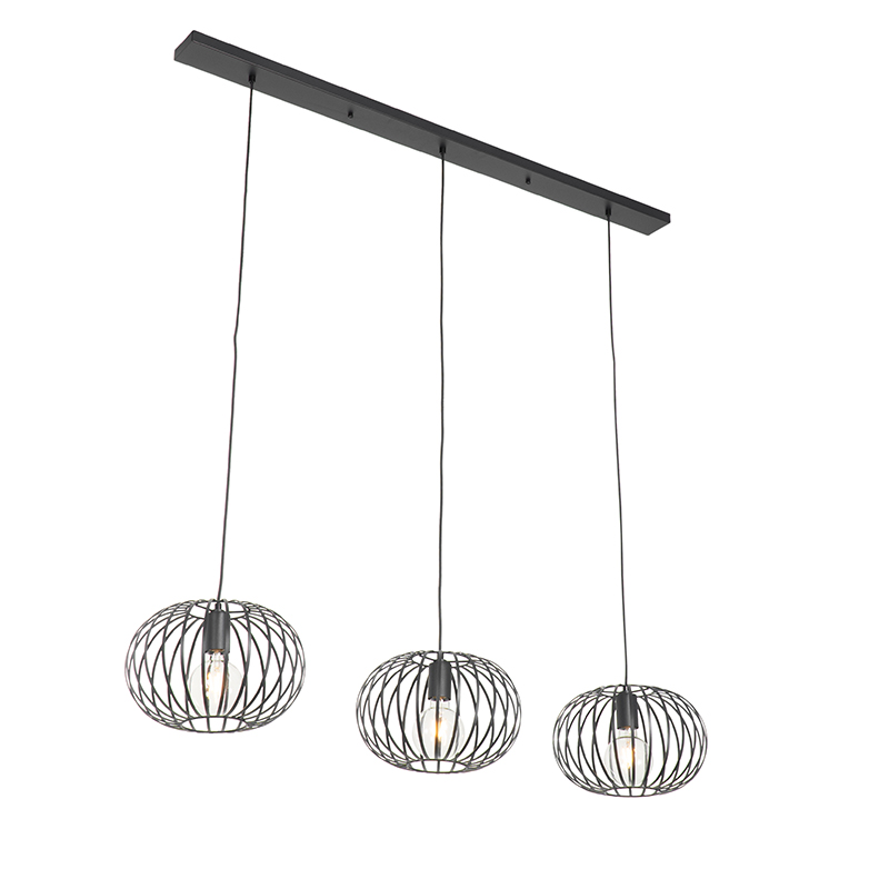 QAZQA Design hanglamp 3-lichts - Johanna - Zwart