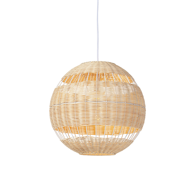 QAZQA Landelijke hanglamp rotan - Rattan - Bruin