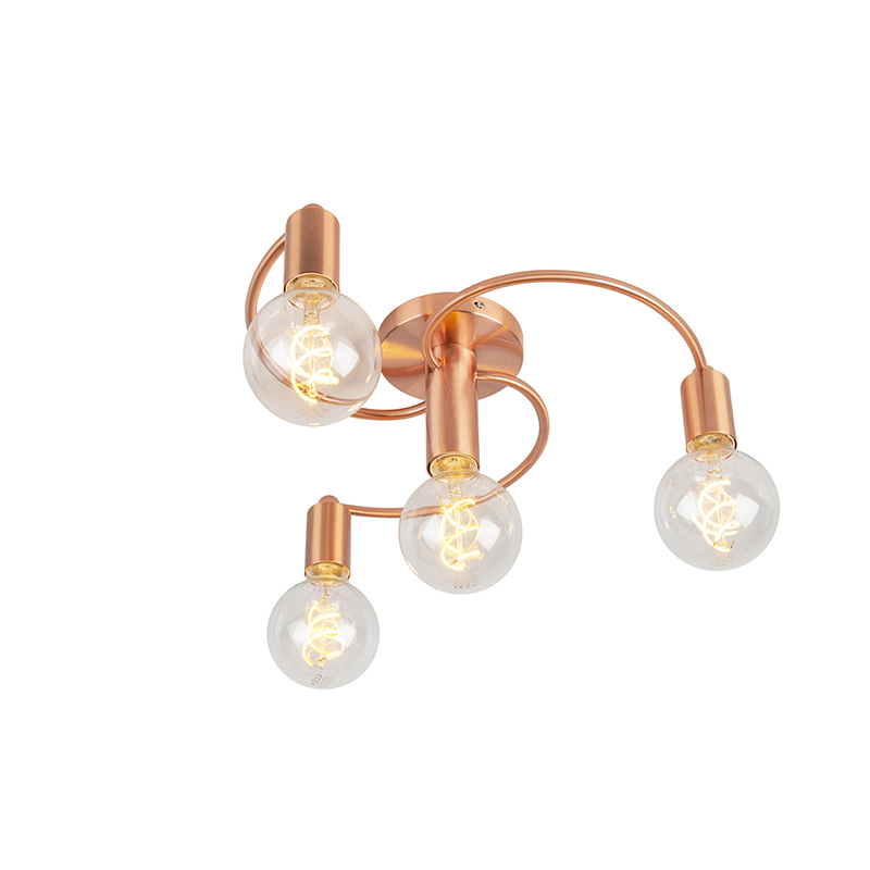 QAZQA Art deco plafondlamp koper 4-lichts - Facil