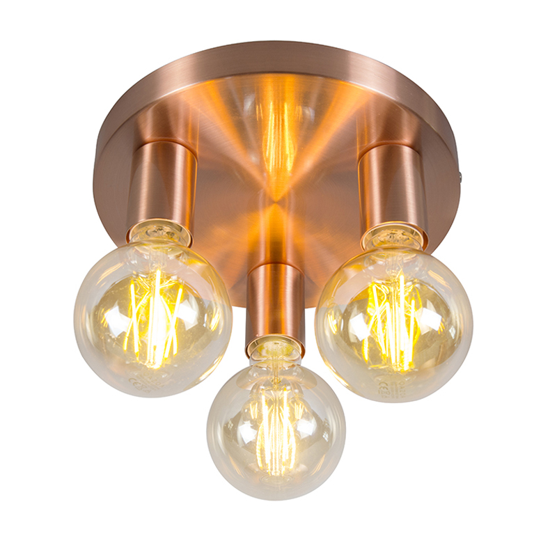 QAZQA Art deco plafondlamp koper rond - Facil 3