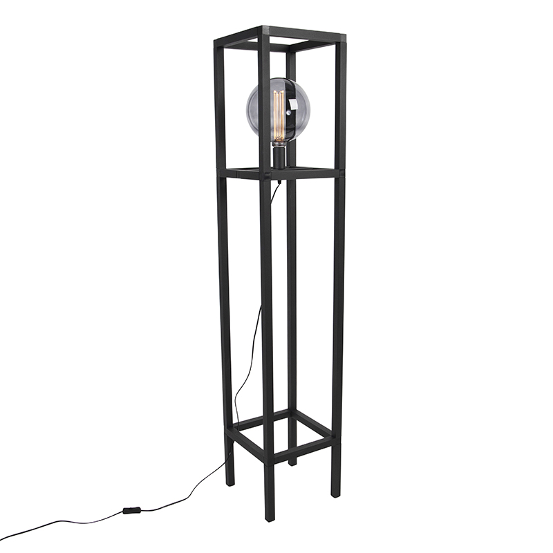 QAZQA Industriële vloerlamp - Big Cage - Zwart