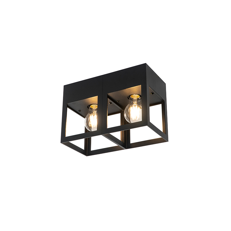 QAZQA Moderne plafondlamp 2-lichts - Cela - Zwart
