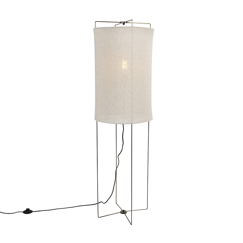 QAZQA Design vloerlamp linnen kap - Rich - Beige