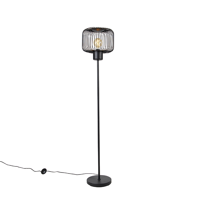 QAZQA Design vloerlamp - Baya - Zwart