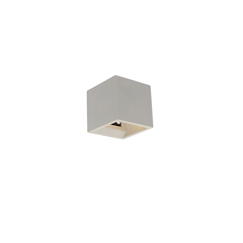 QAZQA Industriële wandlamp beton - Box - Grijs