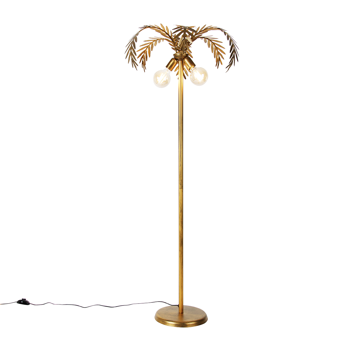 QAZQA Vintage vloerlamp goud 156 cm 2-lichts - Botanica