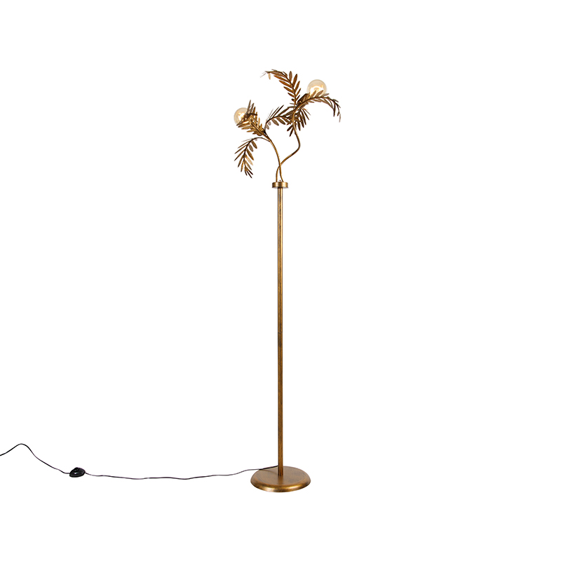 QAZQA Vintage vloerlamp goud 187 cm 2-lichts - Botanica