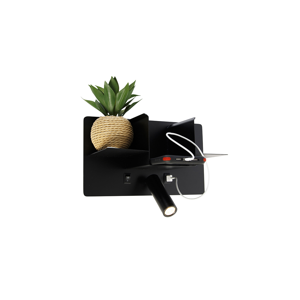 QAZQA Moderne wandlamp incl. LED met USB - Thijs - Zwart