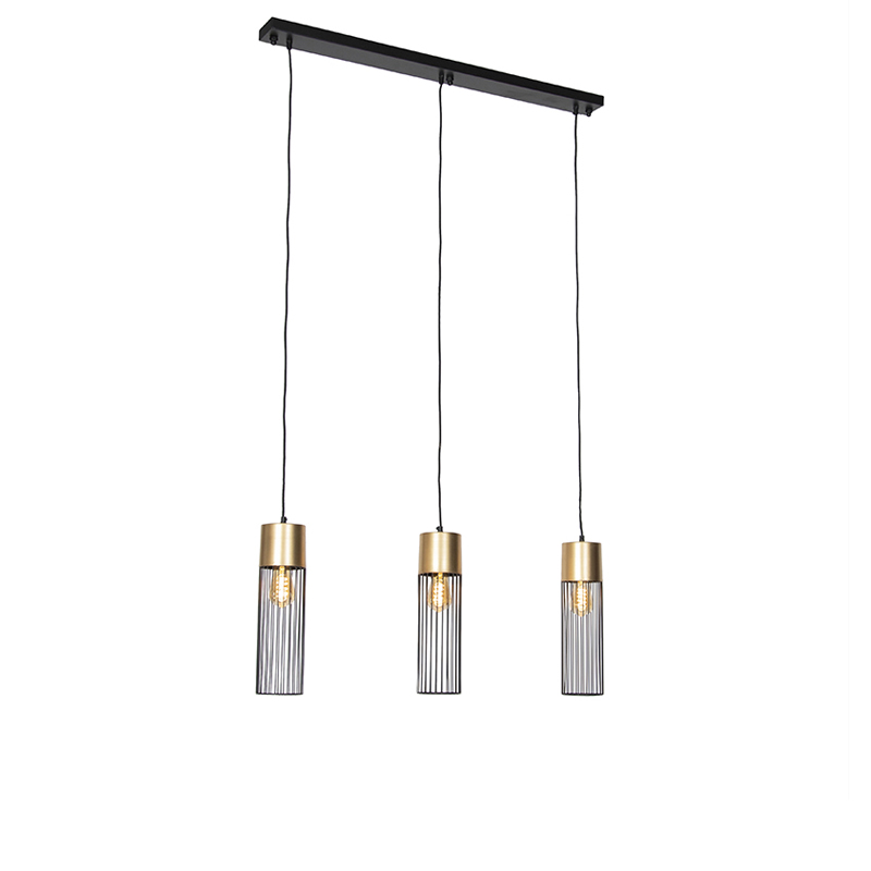 QAZQA Design hanglamp met goud 3-lichts - Maura - Zwart
