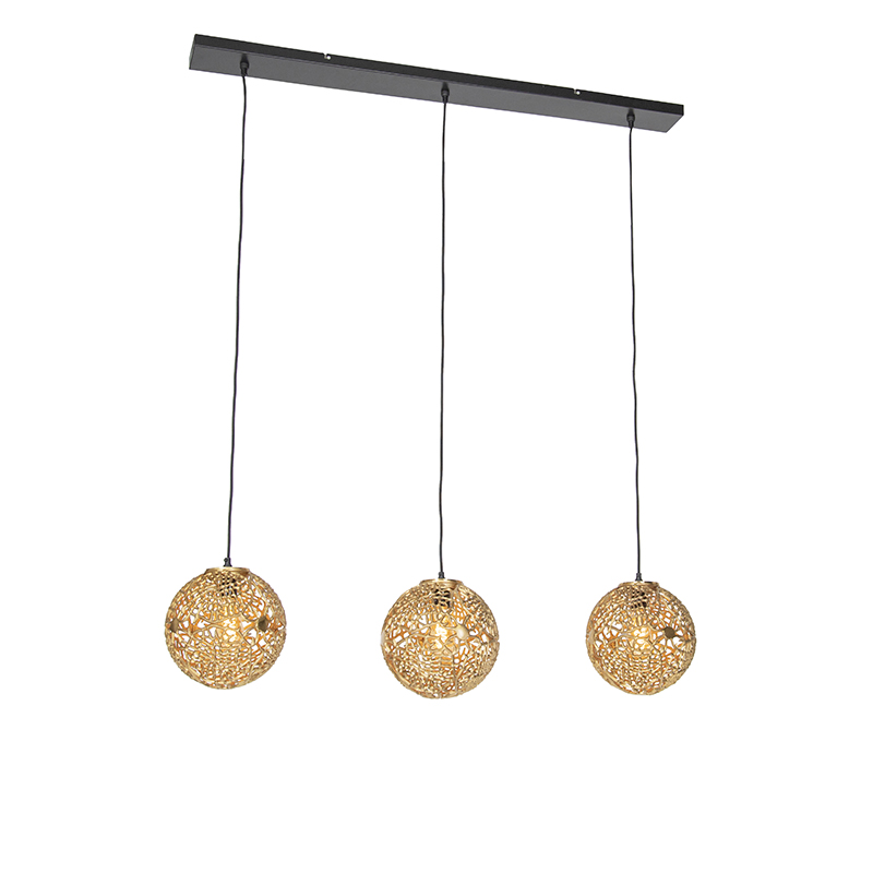 QAZQA Art deco hanglamp goud langwerpig 3-lichts - Maro