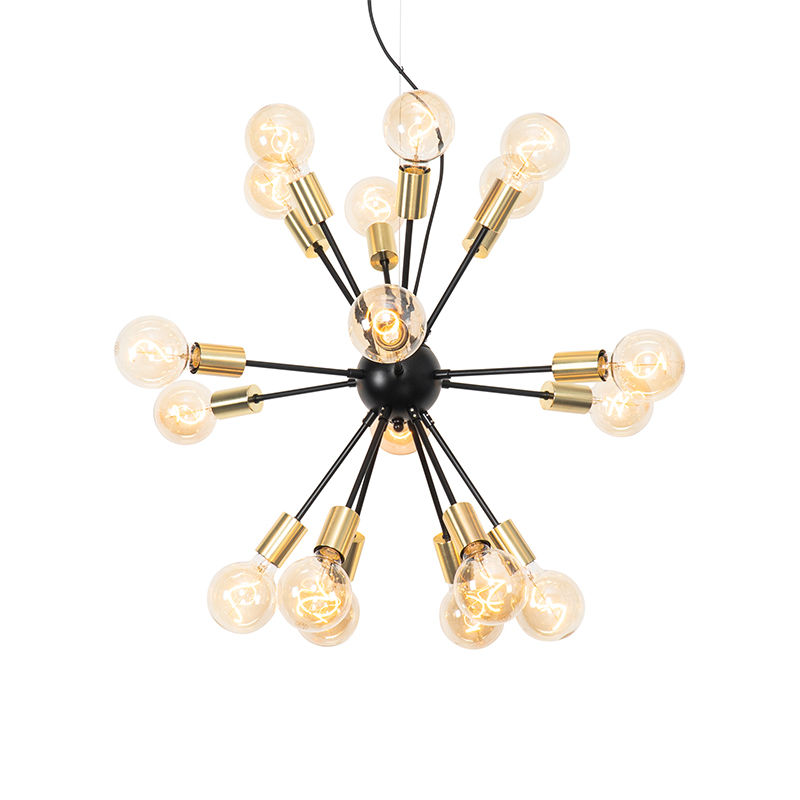 QAZQA Design hanglamp met goud 18-lichts - Juul - Zwart