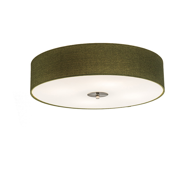 QAZQA Landelijke plafondlamp 50 cm - Drum Jute - Groen