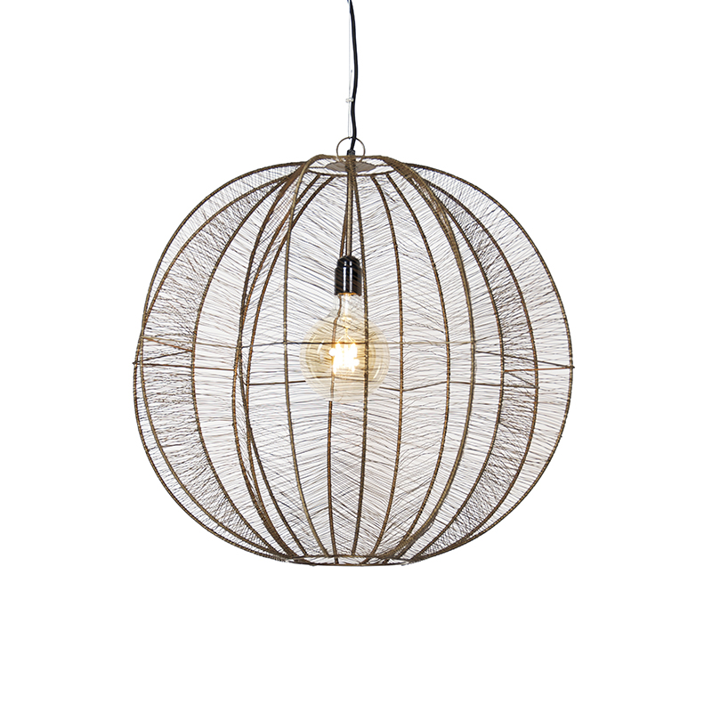 QAZQA Industriële hanglamp brons met zwart 60 cm - Dong