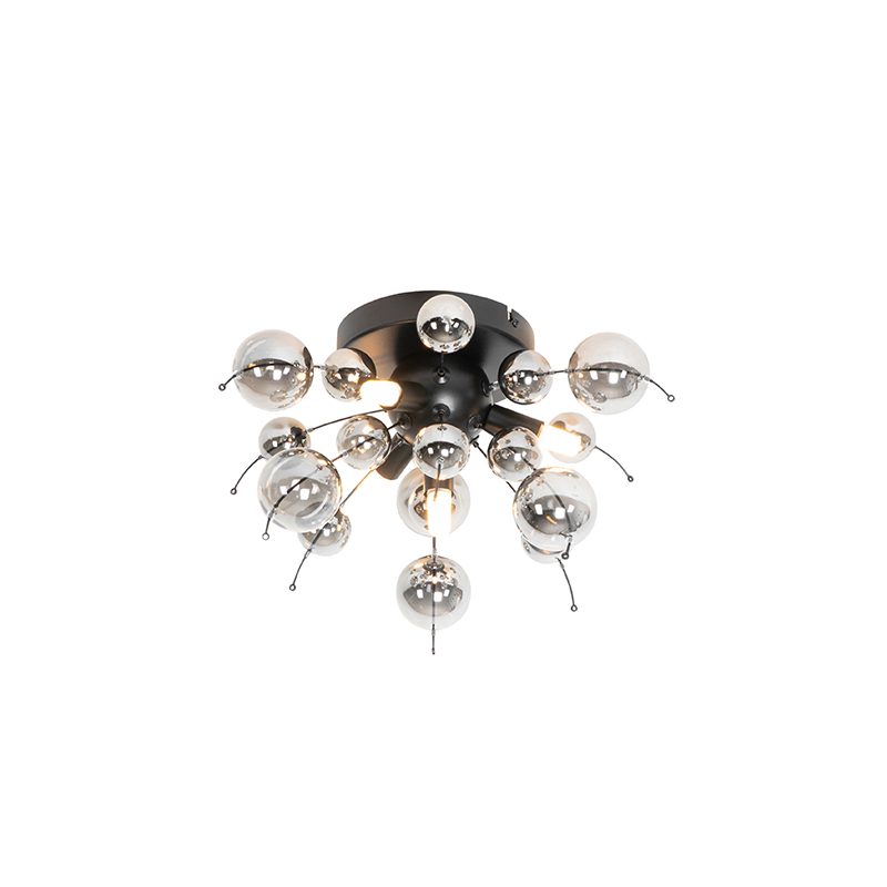 QAZQA Design plafondlamp met smoke glas 40 cm 4-lichts - Explode - Zwart