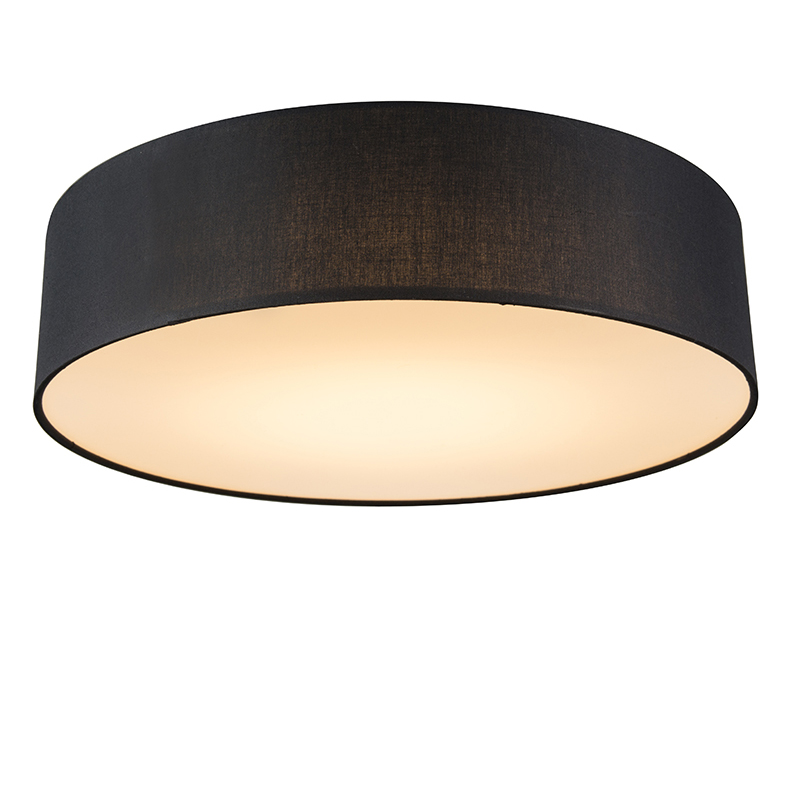 QAZQA Plafondlamp 40 cm incl. LED - Drum LED - Zwart