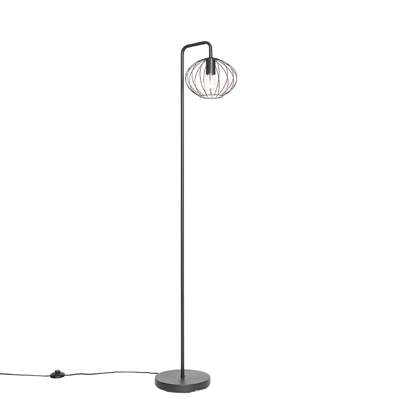 QAZQA Industriële vloerlamp 23 cm - Margarita - Zwart