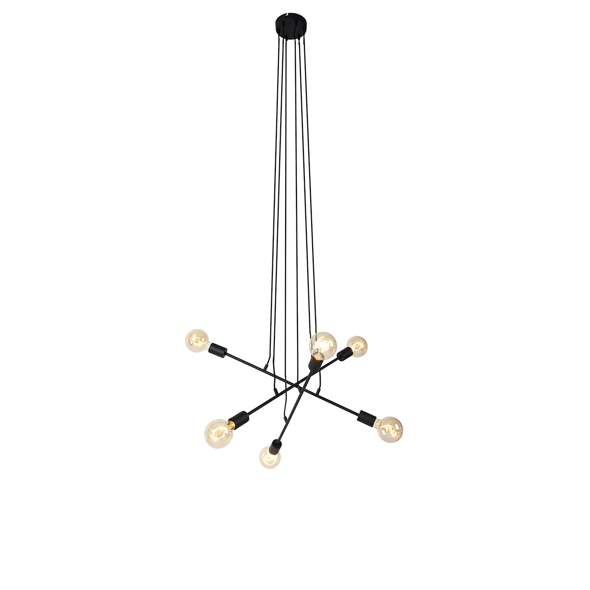 QAZQA Moderne hanglamp 80 cm 6-lichts - Sydney - Zwart