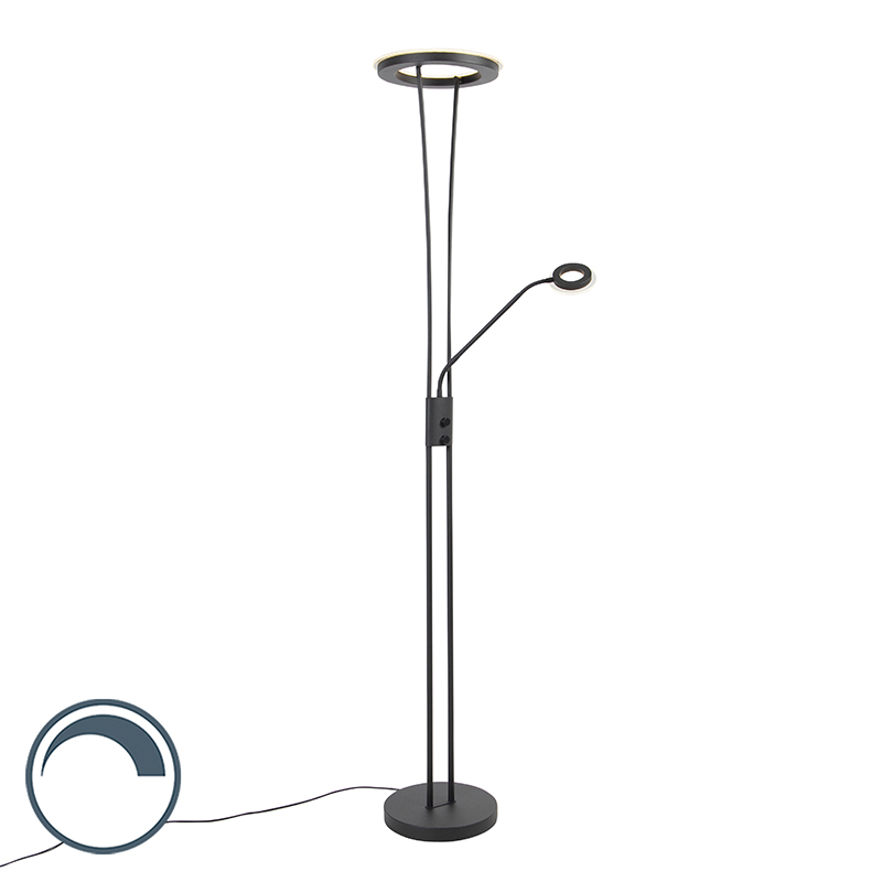 QAZQA Moderne vloerlamp incl. LED met leesarm - Divine - Zwart