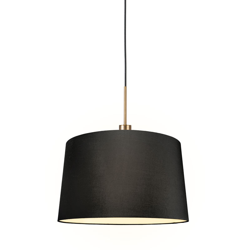 QAZQA Moderne hanglamp brons met kap 45 cm - Combi 1 - Zwart
