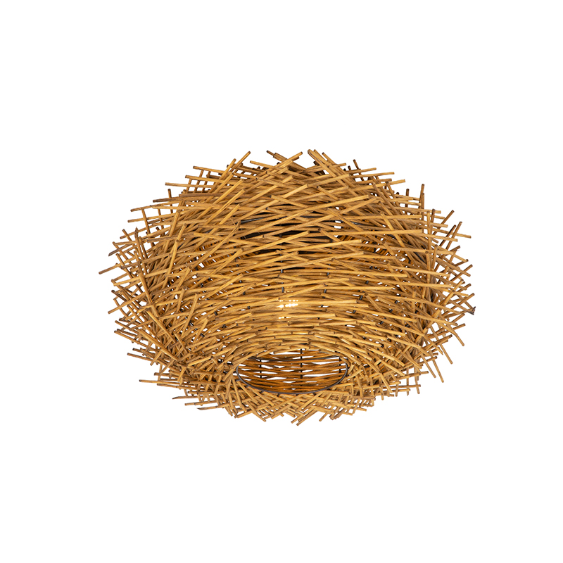 QAZQA Landelijke plafondlamp rotan - Hatch - Bruin