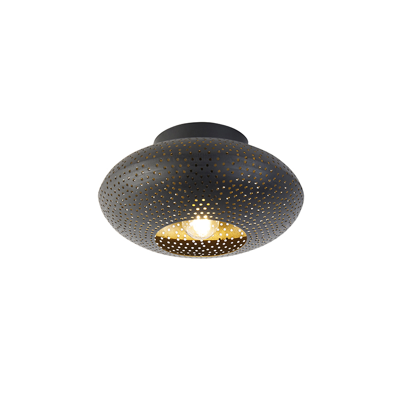 QAZQA Oosterse plafondlamp met goud 25 cm - Radiance - Zwart