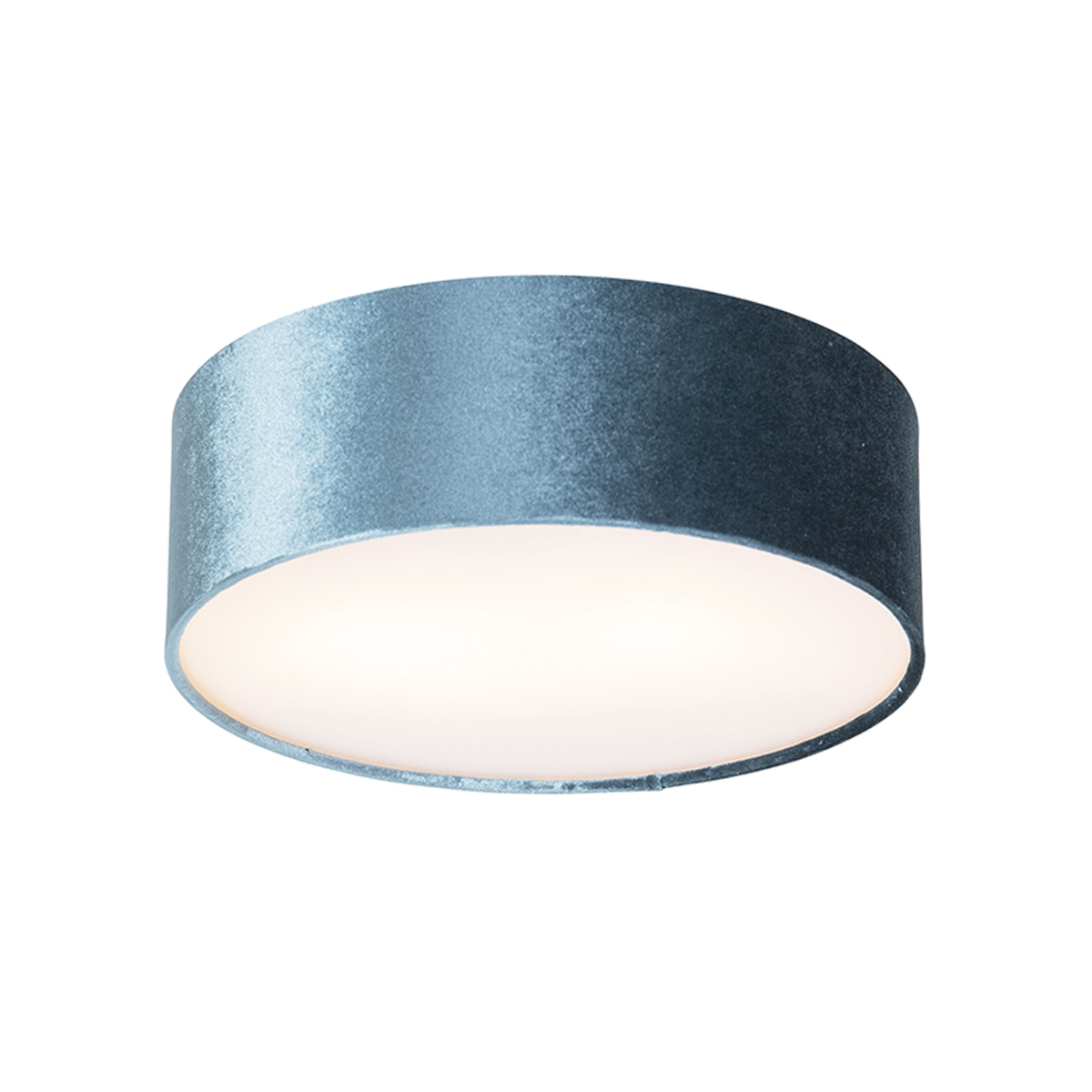 QAZQA Moderne plafondlamp 30 cm met gouden binnenkant - Drum - Blauw