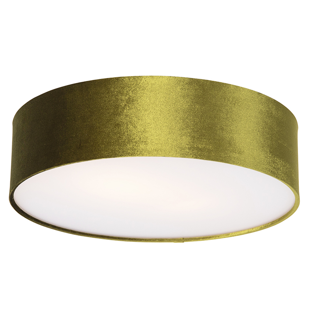 QAZQA Moderne plafondlamp 40 cm met gouden binnenkant - Drum - Groen