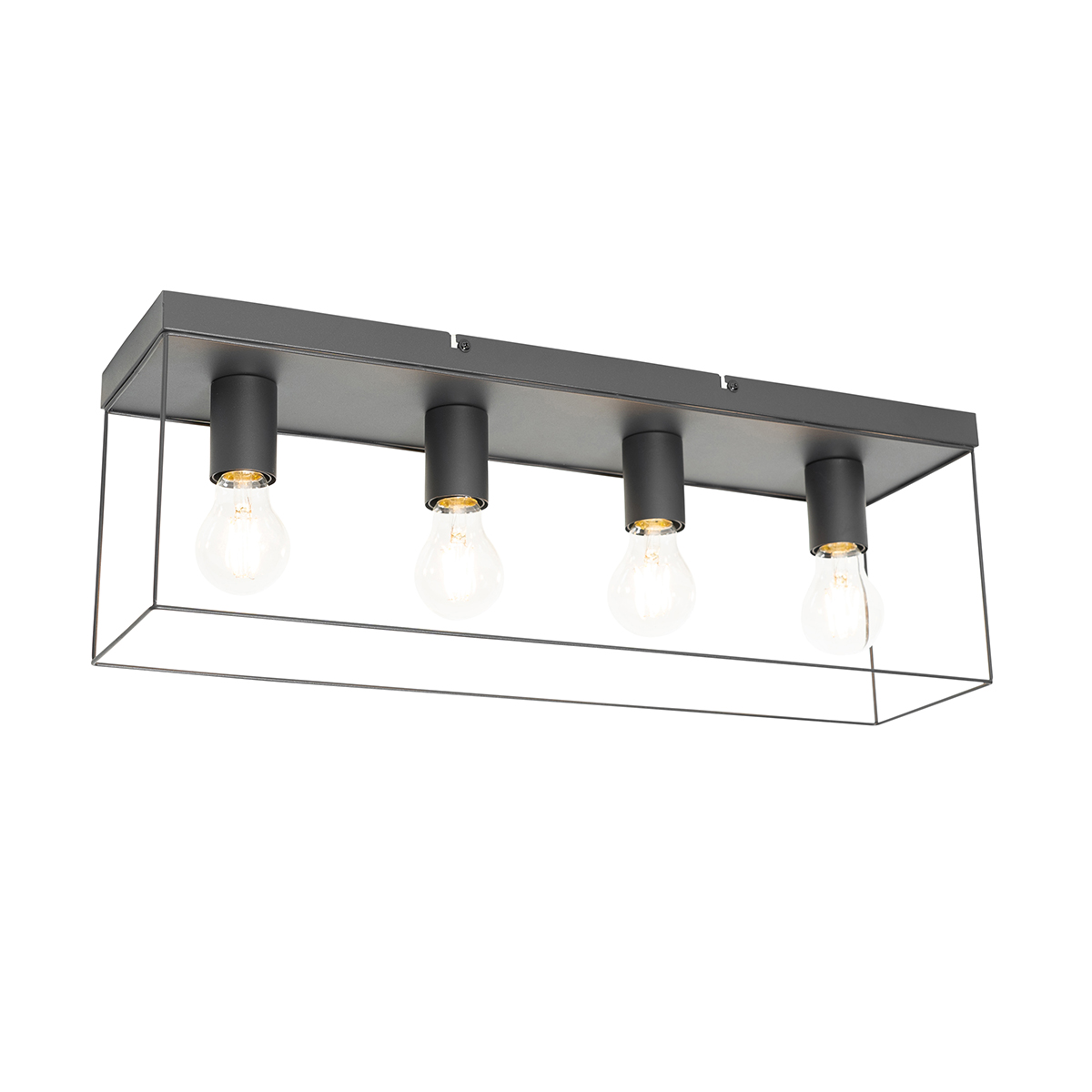 QAZQA Minimalistische plafondlamp 4-lichts - Kodi - Zwart