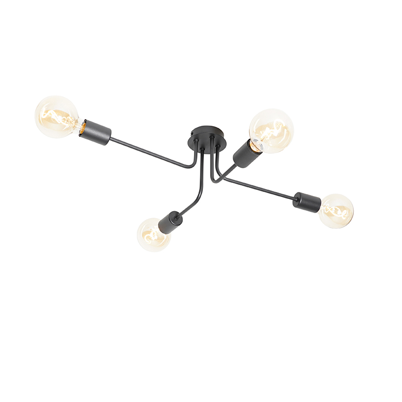 QAZQA Design plafondlamp 4-lichts - Facile - Zwart