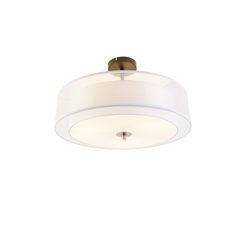 QAZQA Moderne plafondlamp wit 50 cm 3-lichts - Drum Duo