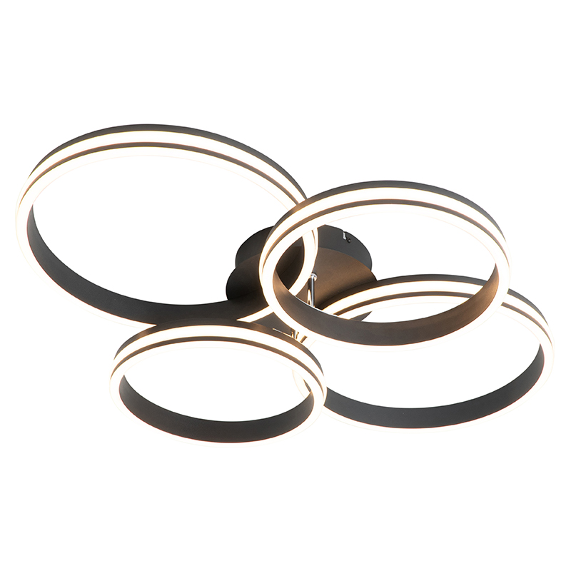 QAZQA Plafondlamp incl. LED 3-staps dimbaar 4-lichts - Navara - Zwart