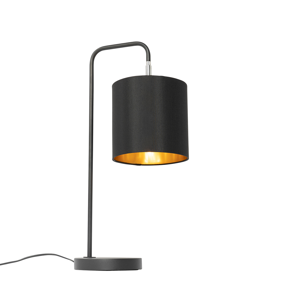 QAZQA Moderne tafellamp met gouden binnenkant - Lofty - Zwart