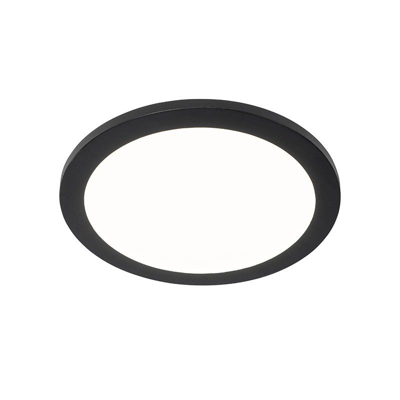 QAZQA Plafonnière 30cm incl. LED 3-staps dimbaar IP44 - Steve - Zwart