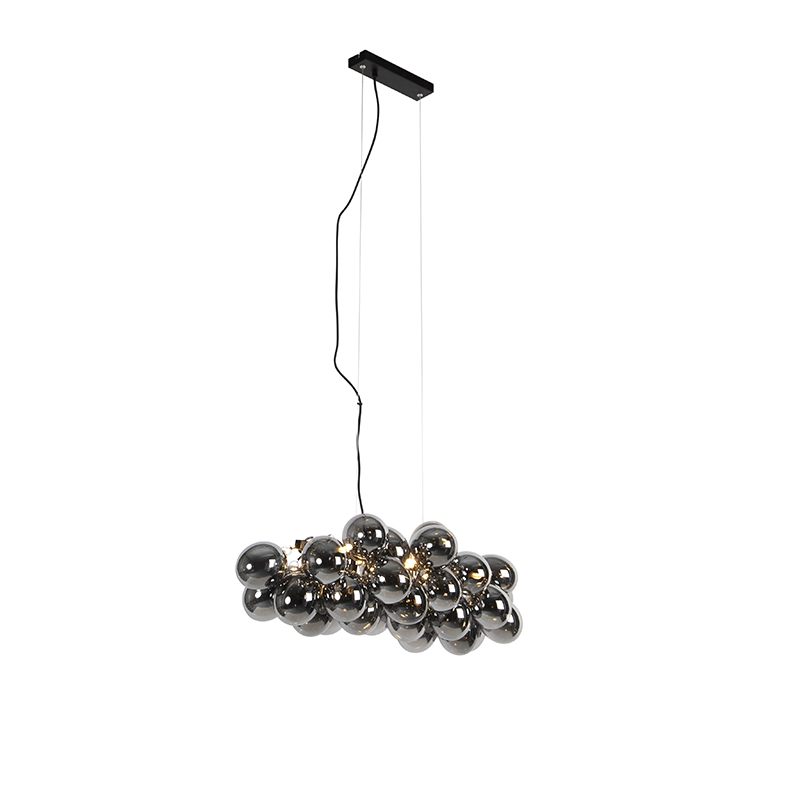 QAZQA Design hanglamp met smoke glas 8-lichts - Uvas - Zwart