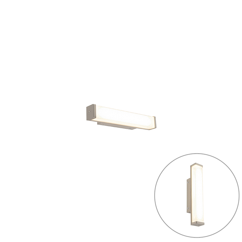 QAZQA Badkamer wandlamp staal 32 cm incl. LED IP44 - Cascada