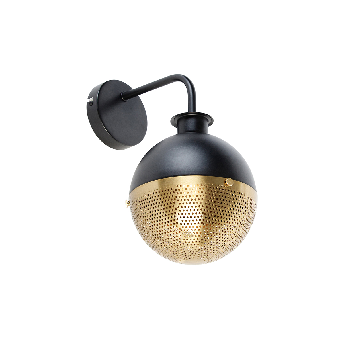 QAZQA Industriële wandlamp zwart met messing - Haicha