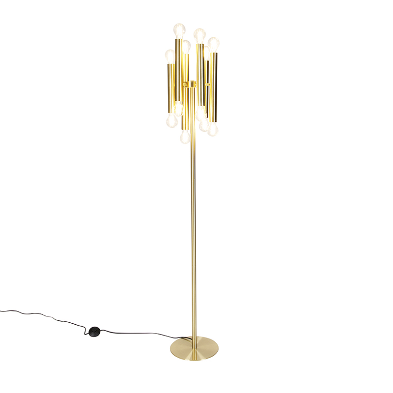QAZQA Vintage vloerlamp goud 12-lichts -Tubi