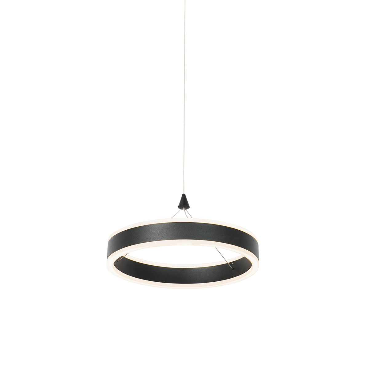 QAZQA Hanglamp 30 cm incl. LED 3-staps dimbaar - Lyani - Zwart