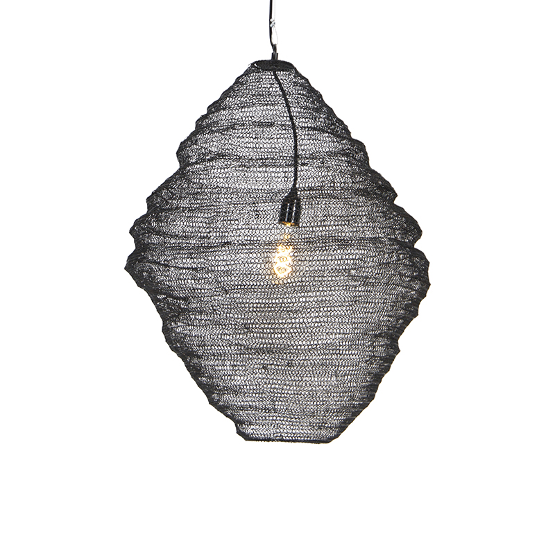 QAZQA Oosterse hanglamp 60cm - Nidum - Zwart