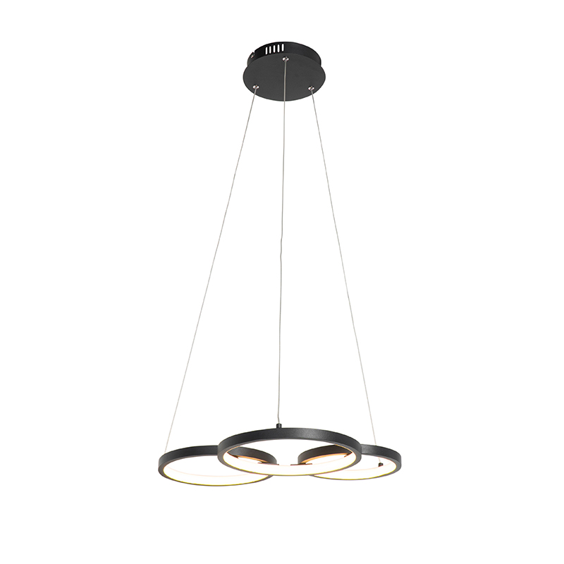 QAZQA Hanglamp incl. LED 3-staps dimbaar 3-lichts - Rondas - Zwart