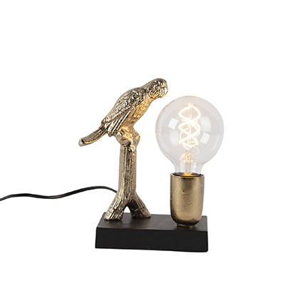 QAZQA Art Deco tafellamp zwart met goud 23 cm - Pajaro