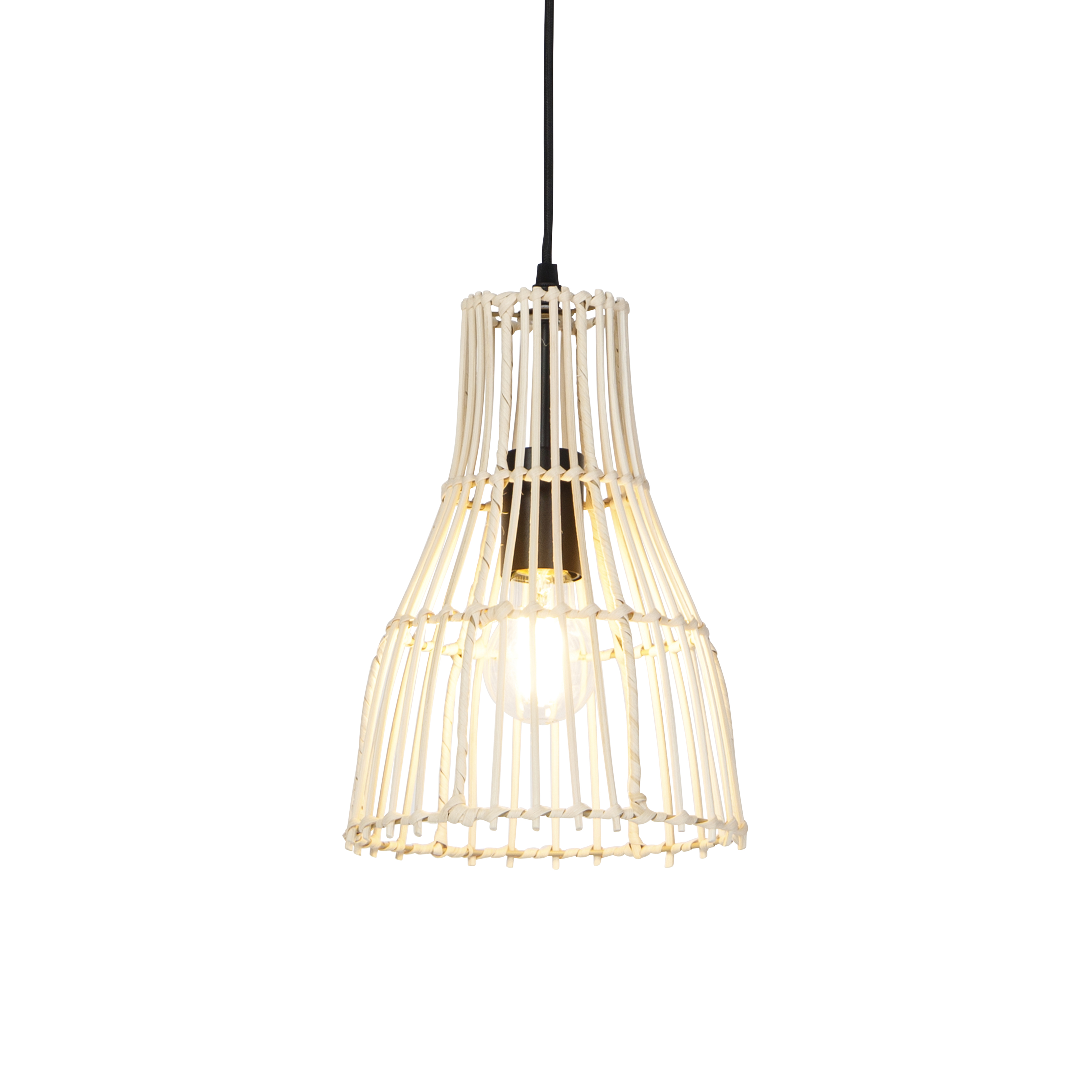 QAZQA Landelijke hanglamp rotan 20 cm - Botello - Beige