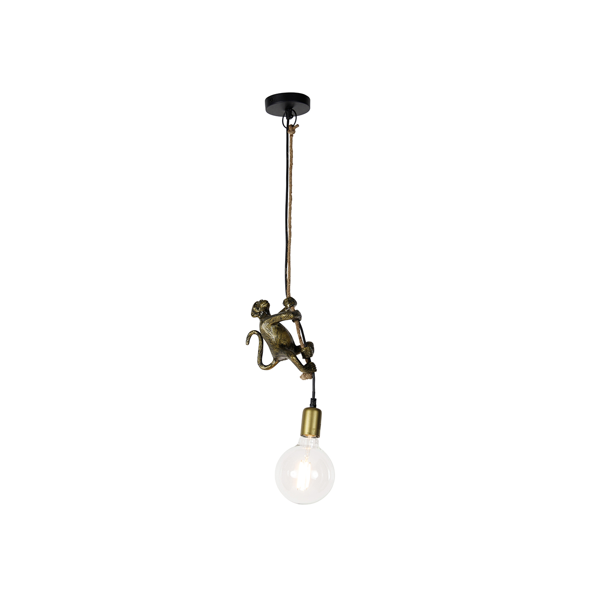 QAZQA Vintage hanglamp goud - Animal Monkey